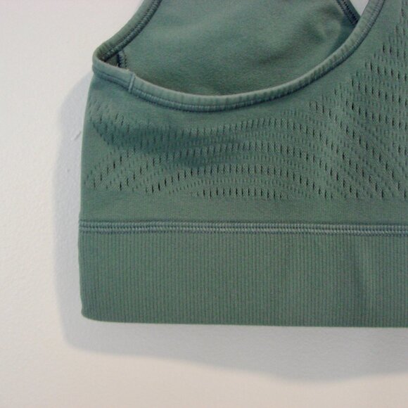 Lululemon Reveal Sports Bra Racerback Green Digital Rain Yoga Workout Size 10 - Picture 11 of 12